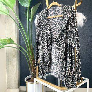 INC Leopard Print Ruffle Cardigan